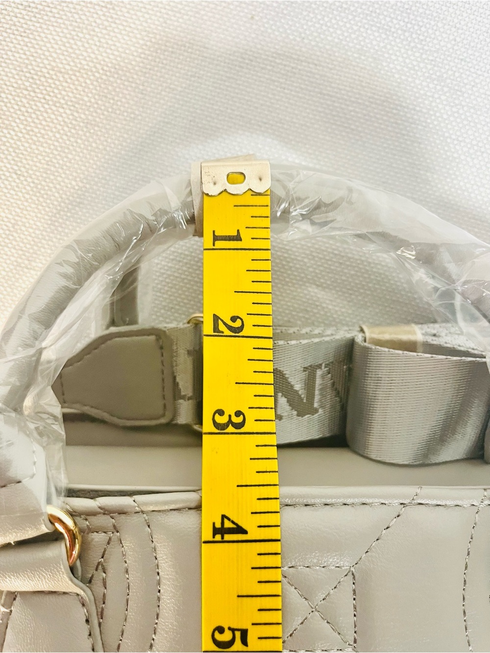 Valentino Orlandi Light Gray Quilted Crossbody Satchel with Guitar Strap - Picture 15 of 16